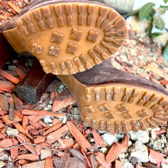 Tory Burch Y2K Brown Suede Leather Claudia Heeled Lug Sole Knee Boots Size 6 - Picture 8 of 10